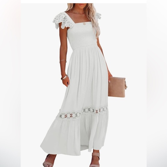 Dresses & Skirts - Womens White Coastal Cowgirl Bridal Maxi Dress with Pockets Size Medium